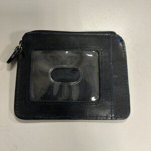 Black genuine leather and horsehair card holder wallet